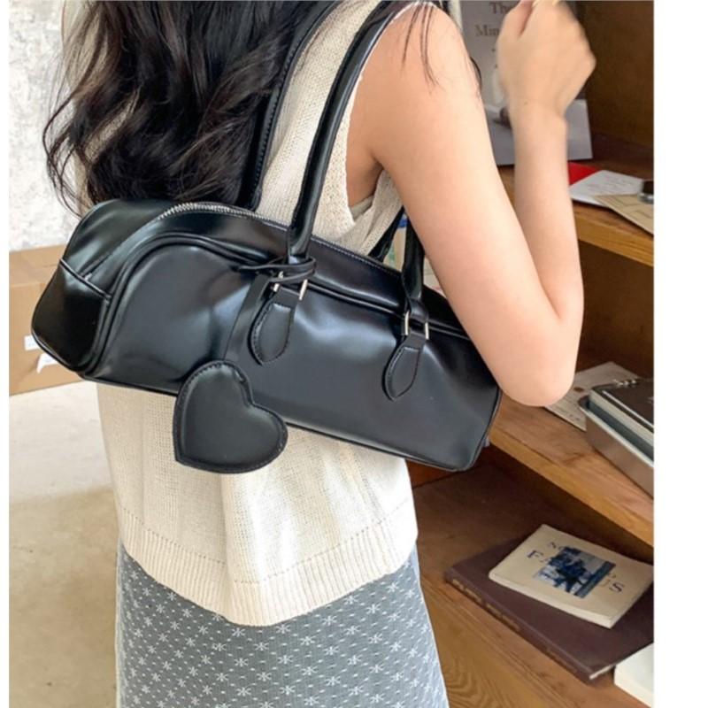 JIAERDI Vintage Red Shoulder Bags Purse Women Fairycore Aesthetic Heart Pu Leather Y2k Underarm Bag Ladies Harajuku Handbag Chic