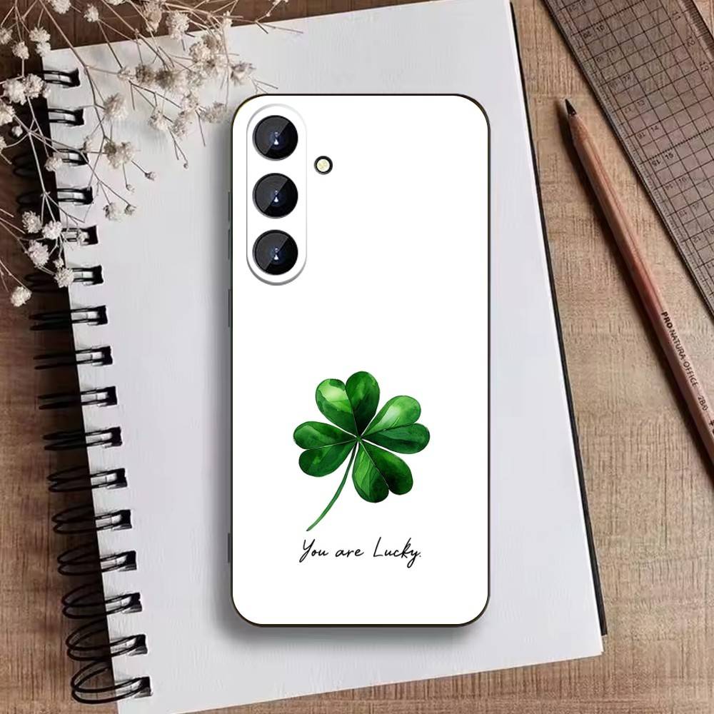Lucky-Four-leaf Clover Phone Case For Samsung Galaxy A73,A21s,A22,A31,A52,A53,A71,A41Soft Black Shell