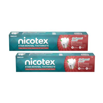 Nicotex Toothpaste 100g Pack of 2 for Teeth Whitening Plaque Removal Enamel Protection Fresh Breath