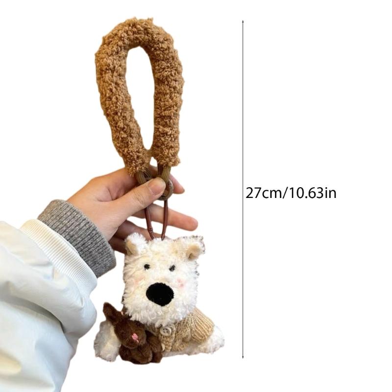 Breloc adorabil cu câine West Highland, breloc pluș cu animal, pandantiv pentru geantă, ornament pentru cheia mașinii pentru iubitorii de animale de companie la modă