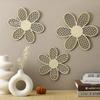 Top Quality Wooden Imitation Rattan Patterned Wall Art Pendant Bohemian Chrysanthemum Wall Decoration Home Living Room Wall