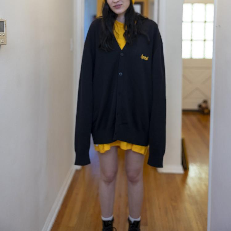 Drew House Letter Logo Series V-Neck Single-Breasted Loose Knit Sweater Unisex Sweater Black DR-FW21-088