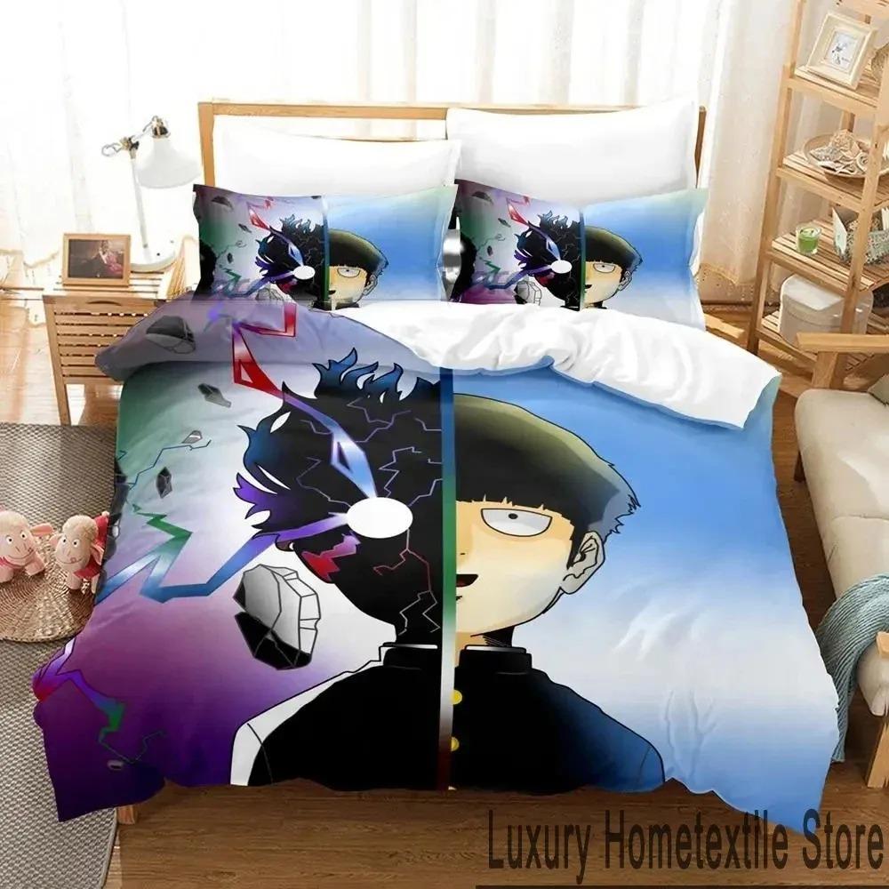 Anime Mob Psycho 100 Bedding Set Duvet Cover Pillowcase King Queen Size Boys Adult Bedroom Decor