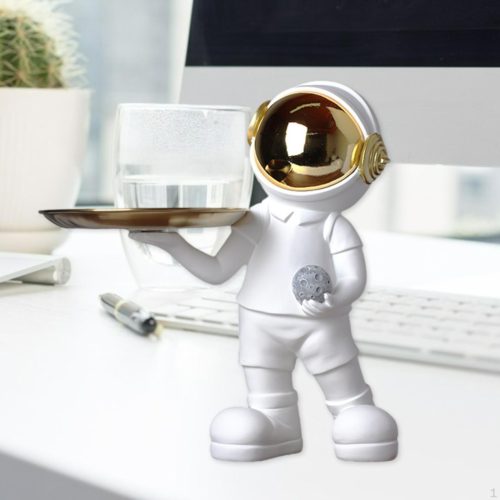 

Creative Decoration Storage Tray Gift Collectable Furnishings Astronaut Resin Ornament Decor, Golden Mask