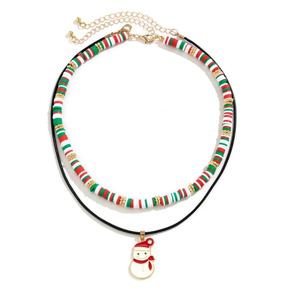 2/3/4pcs/set Cartoon Rice Beaded Chain Christmas Tree Cartoon Pendant Choker  Decoration