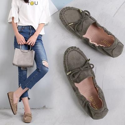Mode Suede Leer Mocassins Dames Zachte Zool Opvouwbare Flats Ronde Neus Comfortabele Casual Schoenen Dames Strik Loafers Grote Maat 43 Sneakers