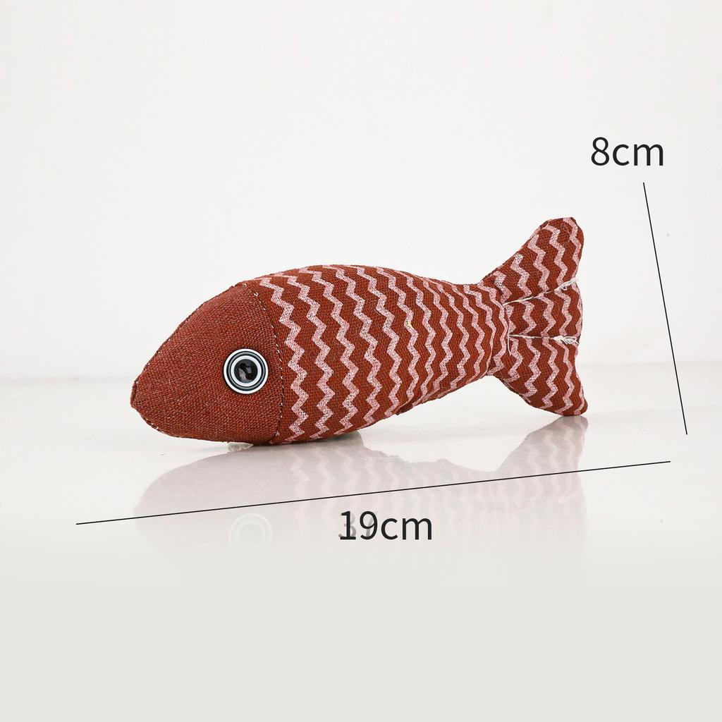 New Pippi Amoy Plush Cat Toy Wave Fish with Mint, Cat Self-hi Pet Toy