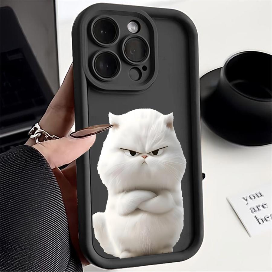 Cartoon Schwarze Weiße Katze Handyhülle Case für iPhone 17 Pro Max 14 12 Pro 16 15 Plus Air 11 13 17e