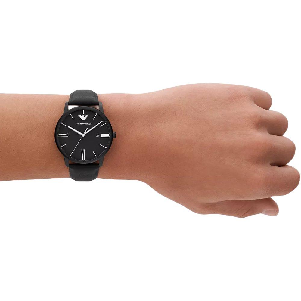 Emporio Armani AR11573 Three-Hand Date Black Leather Men’s Watch