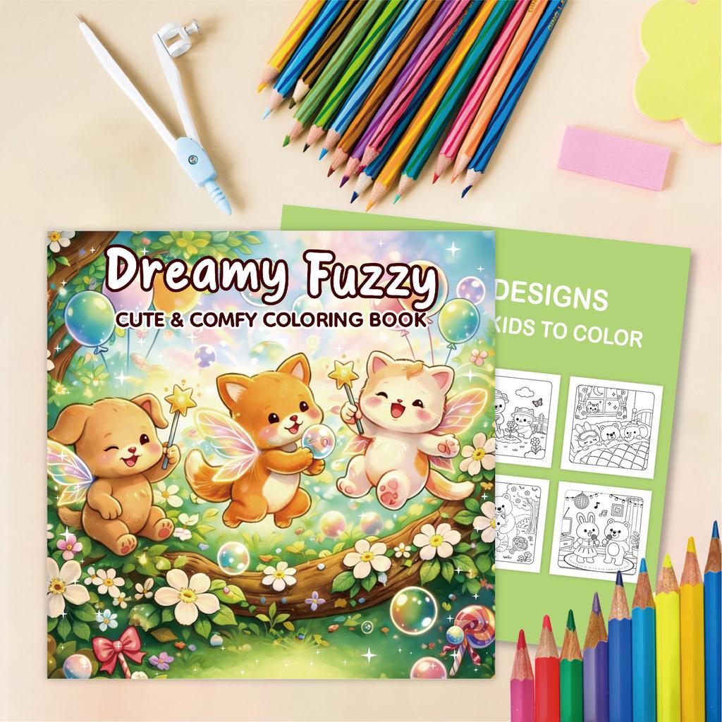 24 cartoon doodles for stress relief, warmth and comfort, and cute pet elf coloring