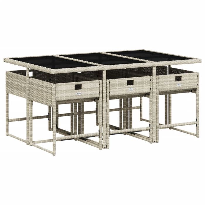VidaXL Garden Dining Set and Cushions 7 Pcs Light Grey Rattan 3278038