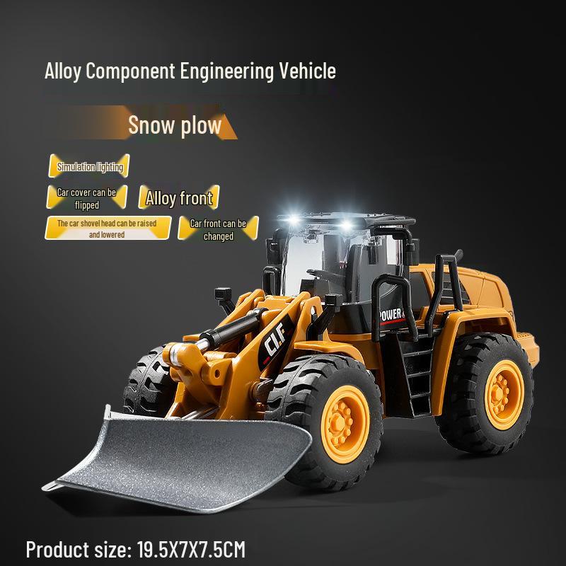 Car Cube Alloy Construction Vehicle Set: Loader, Excavator, Crane, Mixer Truck, and Road Roller Toy