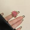 Korean Style Beaded Flower  Ring Jewelry Accessories Finger Buckle Vintage Y2K Open Ring  Couple