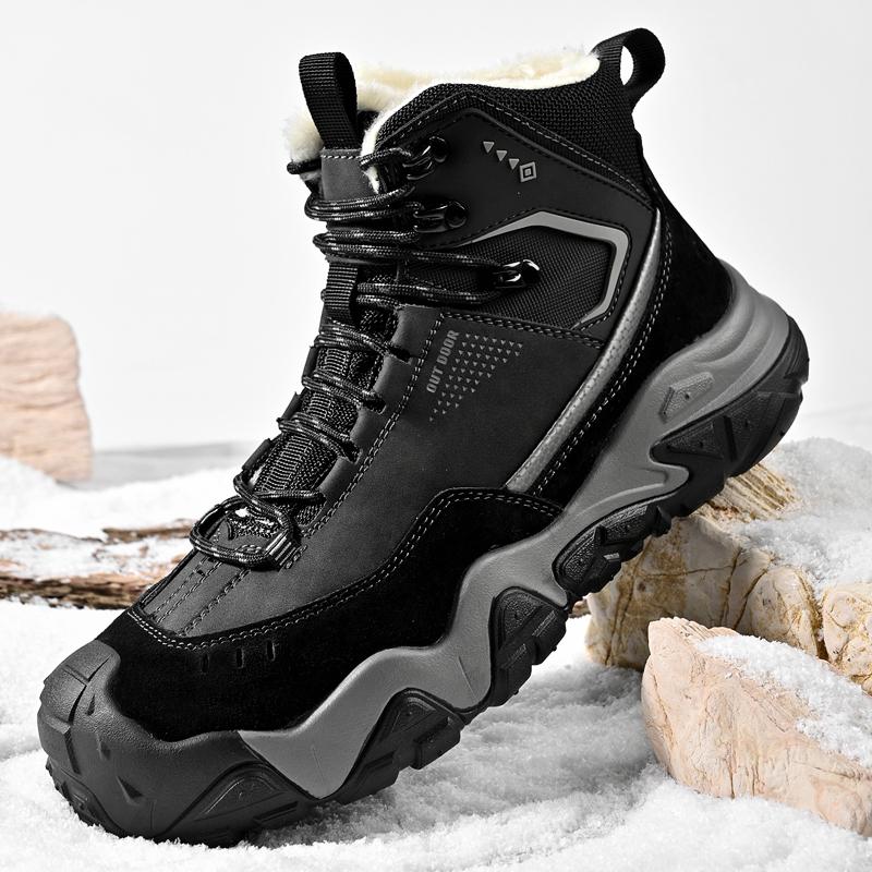 Comfy Leather Men's High Top Shoes Fashion Men Ankle Boots New Design Outdoor Hiking Boots Non-Slip Male Casual Shoes Sneakers