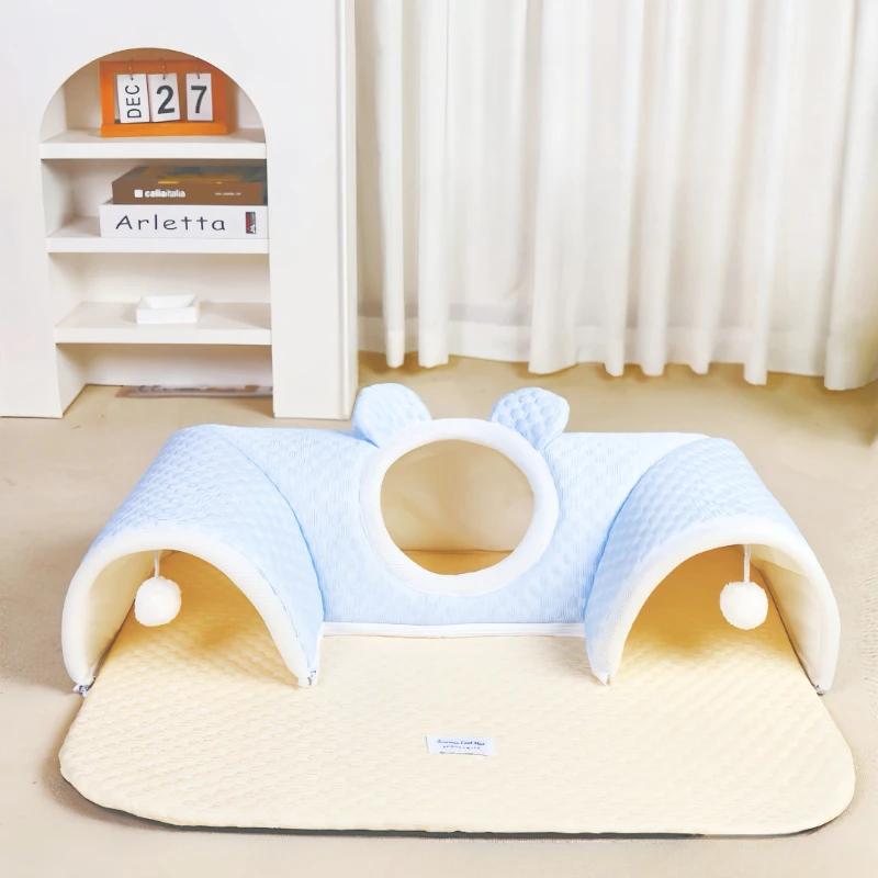Cat Nest Cartoon Cat Hide and Seek Cats Tunnel Play and Sleep Together Cats Bed Pet Nest Small Dog Semi Enclosed Bed L 75 55CM
