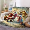 1pc Santa Claus Snowman Blanket Lightweight Flannel Throw for Sofa Bed Travel Camping Livingroom Office Couch Chair