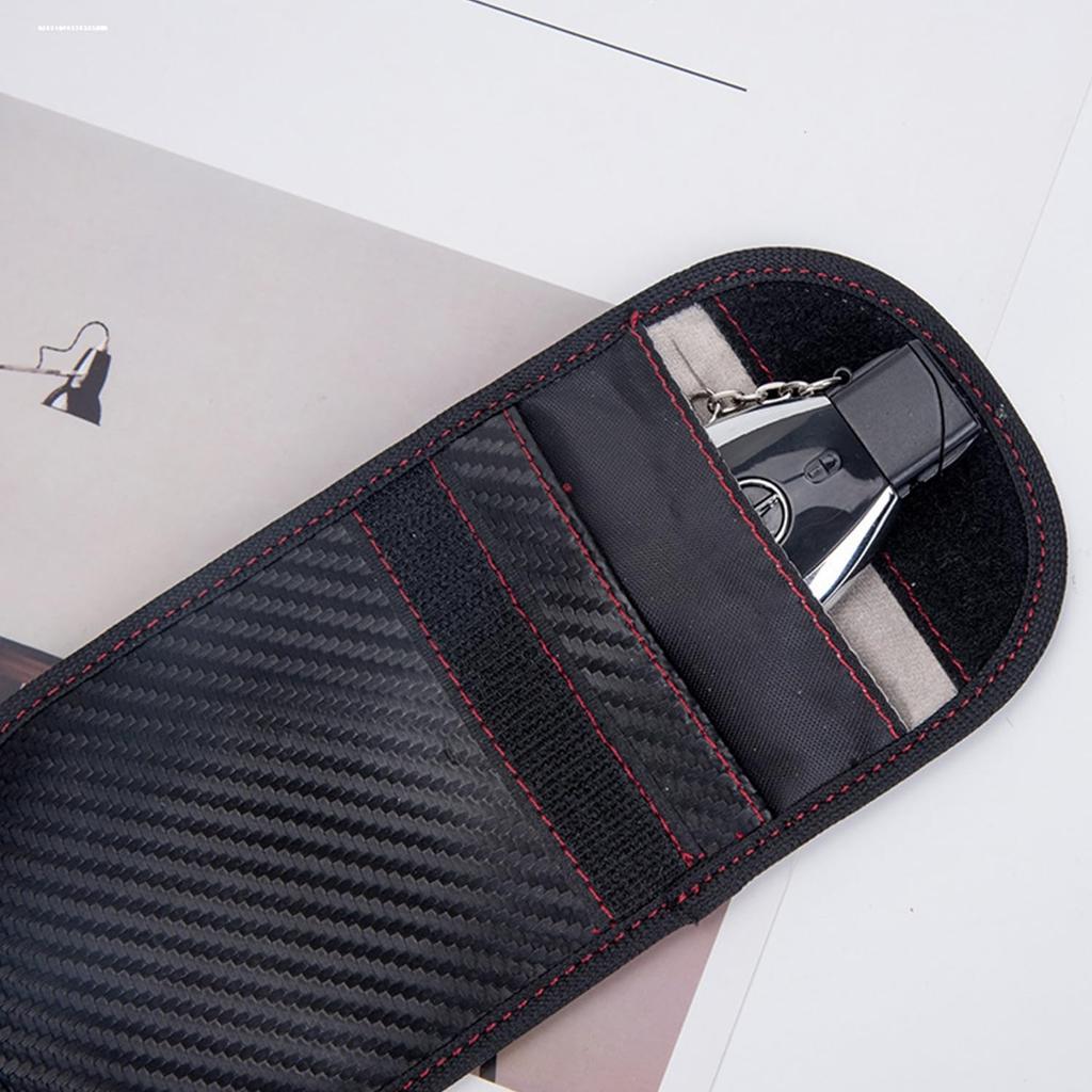 2-Pack Carbon Fiber Faraday Key Pouch – RFID Blocking Signal Blocker Anti-Theft Key Fob Protector for Keyless Entry Car Security