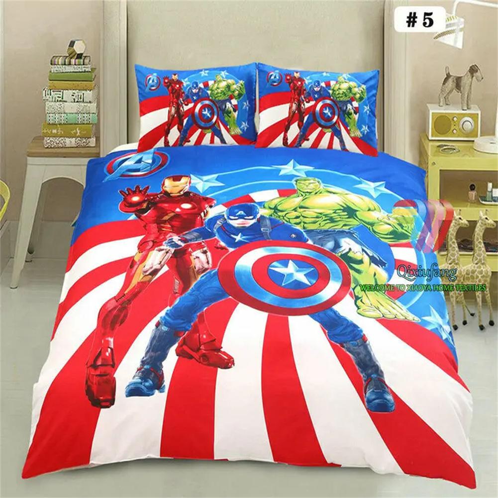 Set Copripiumino Singolo in Poliestere-Cotone con Federa 75x50cm, Personaggio Anime Eroe Hulk per Bambini, Set Biancheria da Letto Reversibile 2 Pezzi