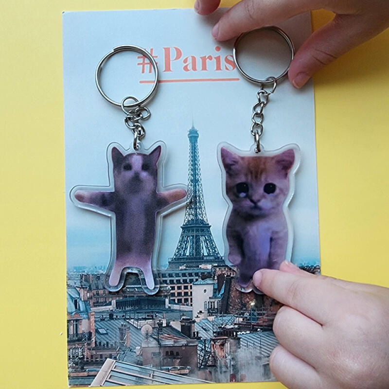 A total of 2 banana cat key rings and Happy Cat acrylic key rings. Heartcat 1