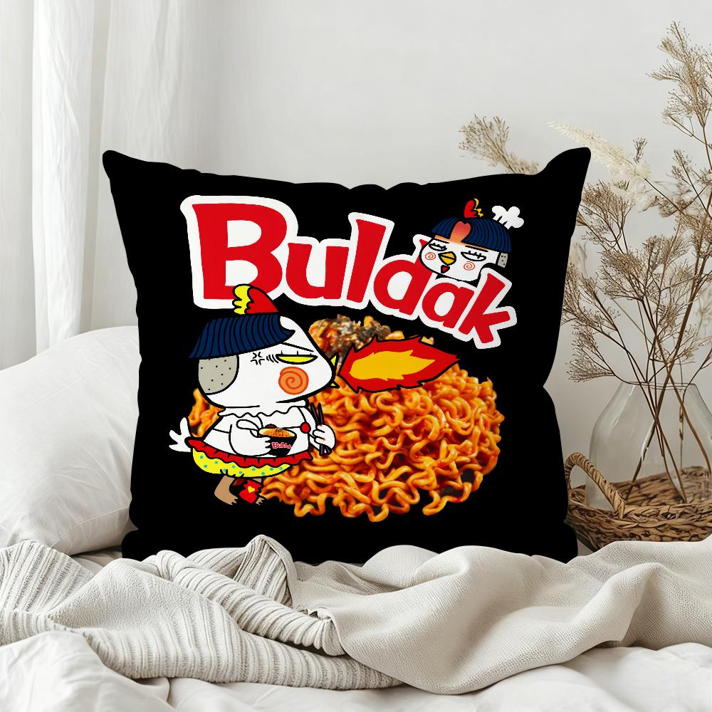 KKwaii Cartoon BBuldak RRamenS Pillow Case Bedroom Sofa Living Room Backrest Decoration Square Cushion Nap Time