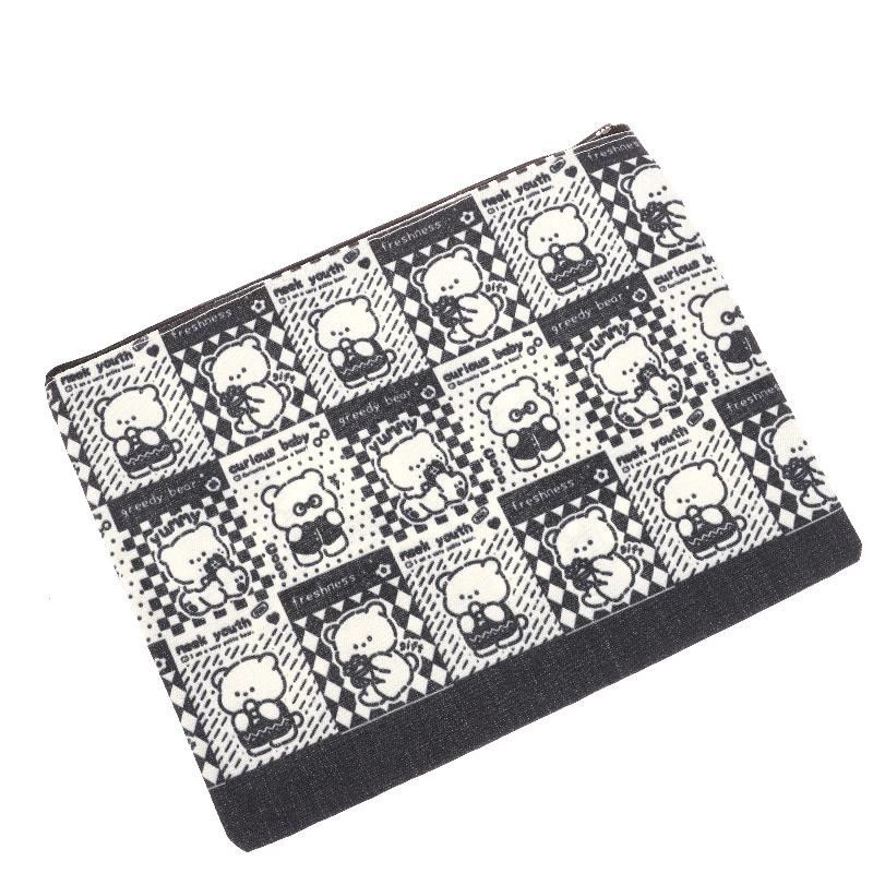 Cute Black Plaid Bear Cosmetic Bag Cartoon Clutch Makeup Bag Travel Toiletry Bag Large Capacity Storage Pouch Coin Purse Gifts