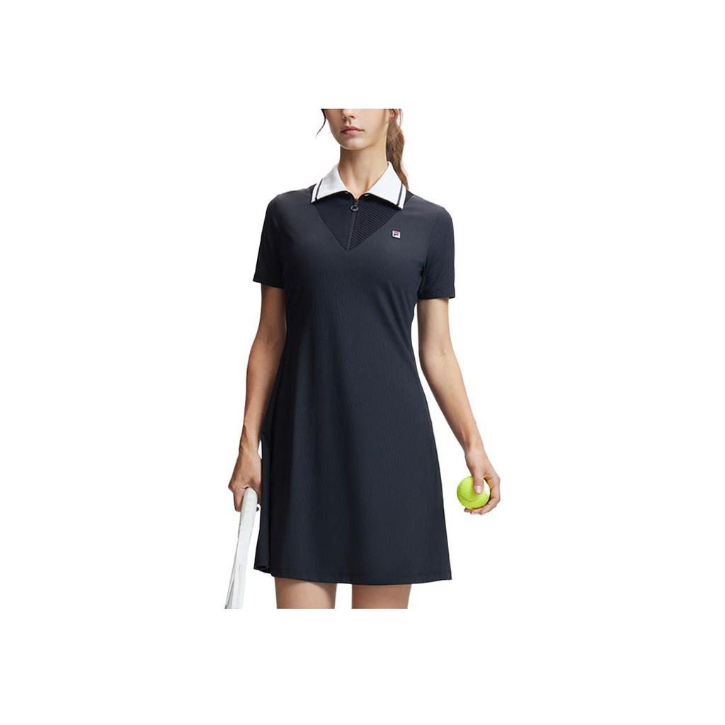 New FILA Short-Sleeved Dresses Women's Dark Flow Black A11W423304F-BK