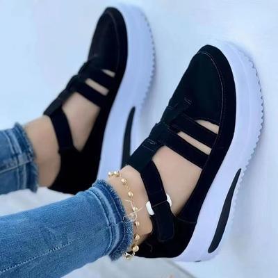2023 Summer Frosted Slope Heel Breathable Round Head Canvas Shoes Women's New Fashion Breathable Sandals