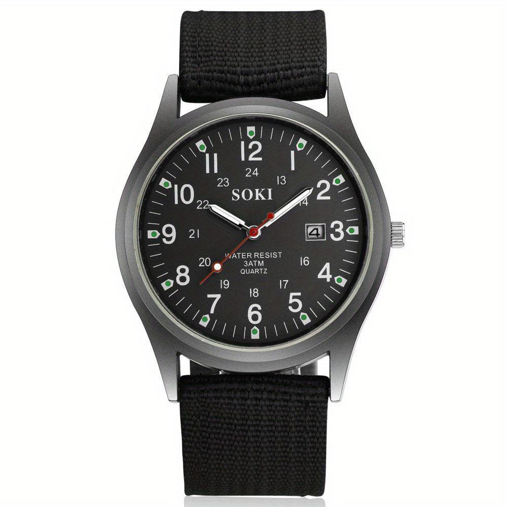 Fashion Men Luminous Quartz  Wristwatch Nylon Strap Watches Masculino Relogio Fashion Male Calendar Clock Out-door Reloj Hombre