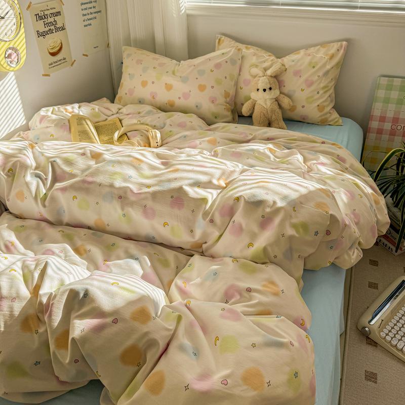 Pure Cotton Bedding Set Four-piece Set Skin-friendly Breathable and Comfortable Bed Sheet Quilt Cover Pillowcase