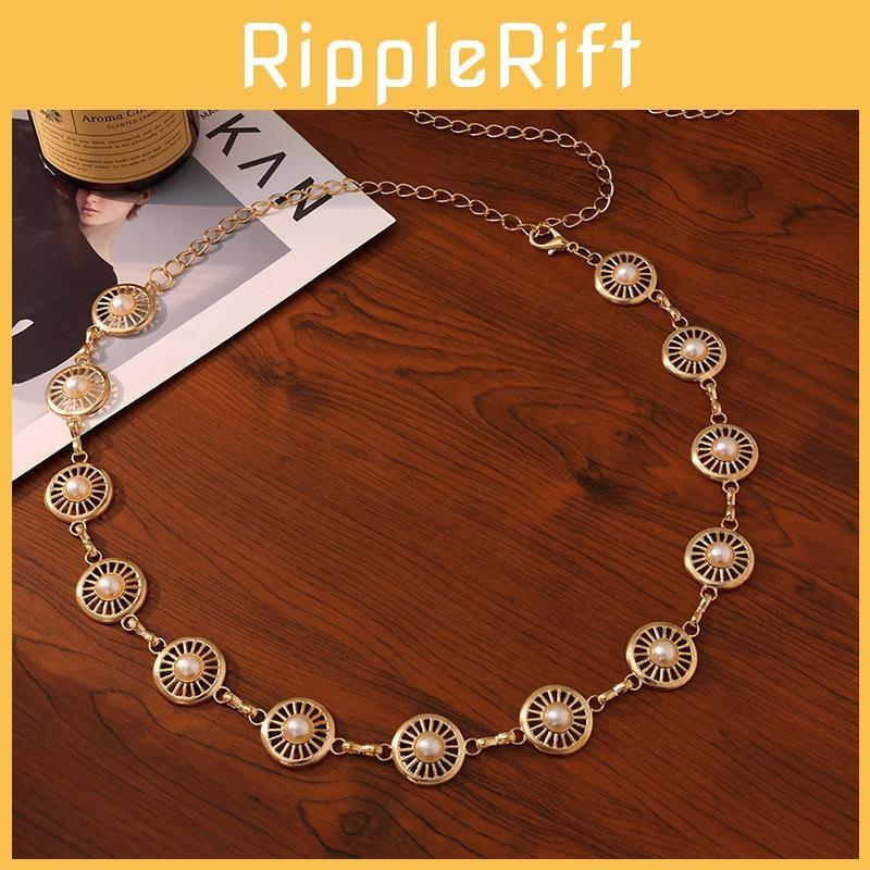 Pearl Hollow Metal Decor Waist Chain Women Waist Accessory With Lobster Clasp