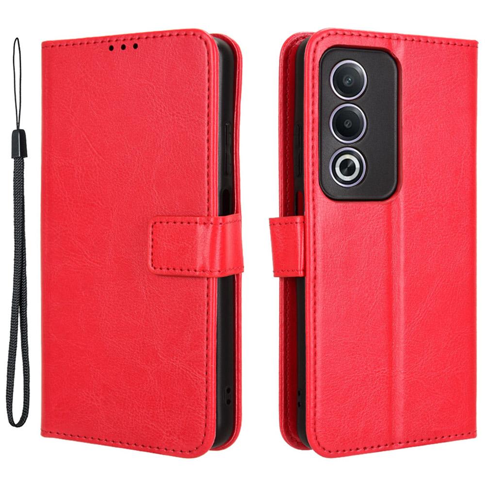 

For Oppo A80 5G/A3 Pro (Global) 5G/K12x 5G (India)/A3x 5G (China) Leather Phone Case Wallet Crazy Horse Texture Red
