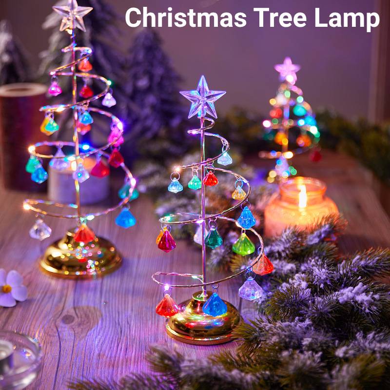 Christmas Crystal Christmas Tree Lights Battery Operated LED Lights Table Top Artificial Mini Crystal Christmas Tree Decoration