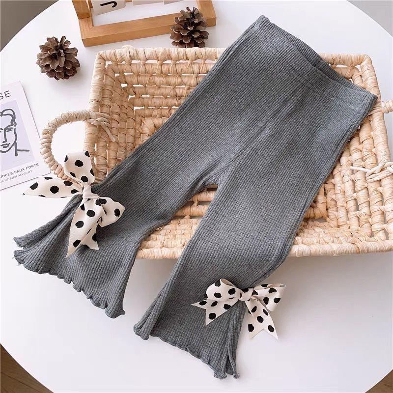 Girls' Cute Bow Flare Cropped Pants - Versatile & Comfortable for Spring/Summer