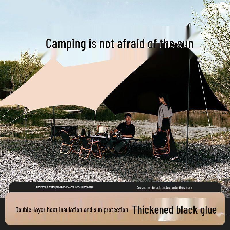 Black Butterfly Portable Camping Canopy: Large Outdoor Sunshade & Rainproof Picnic Tent