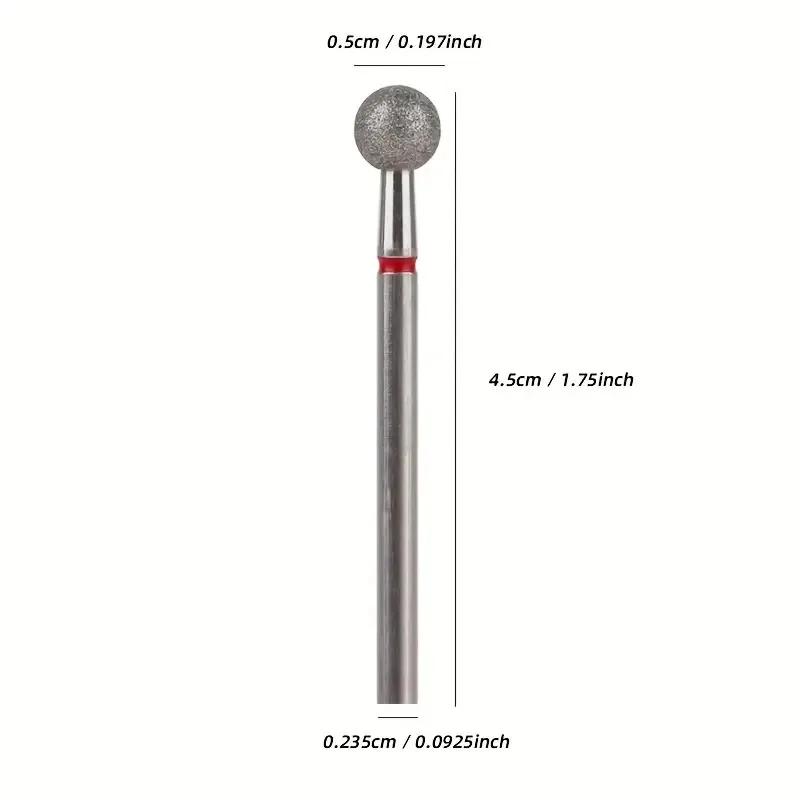 2PCS Diamond Cuticle Clean Ball Head Nail Bit for Electric Machine Perfect for Gel Polishing Acrylic Manicure Pedicure Cuticle