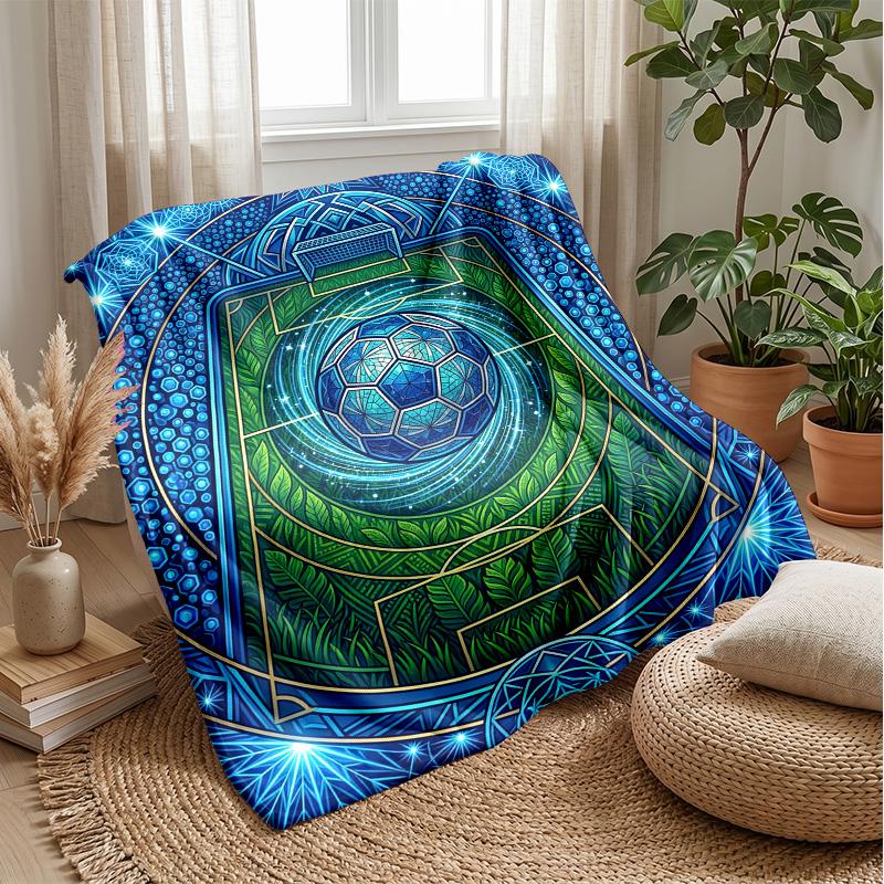 Soccer Field Artwork Theme blanket Lightweight Warm Flannel Blanket Decorative Throw Blanket for Home Decoration