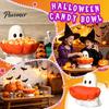 Cute Ghost Figurine Halloween Candy Bowl, Pumpkin Shaped Dish, Spooky Serving Party Food Holder Tray for Cookie, Dessert, Trick or Treat Decor