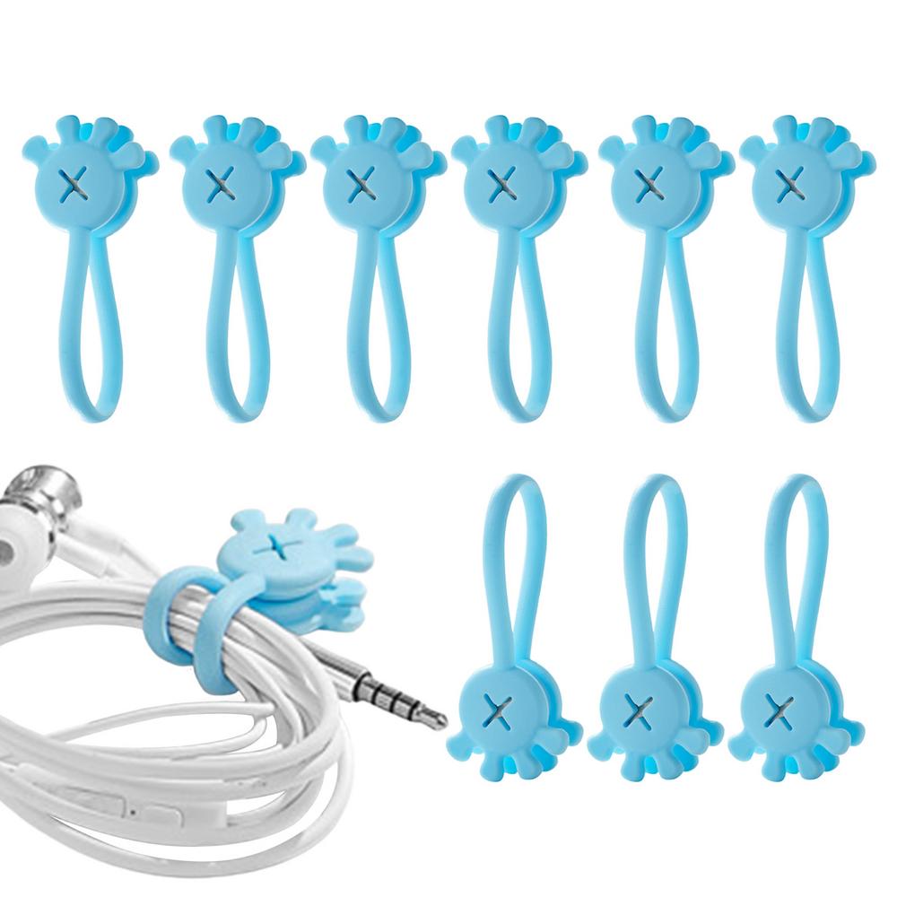 

Magnetic Cord Ties 10X Palm Shape Silicone Twist Ties Cable Management Book Markers Reusable Cable Straps For Bundling And синій