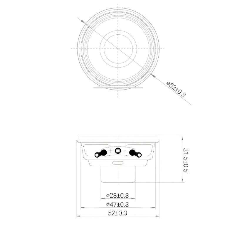 52mm 2 Zoll Breitbandlautsprecher 4 Ohm 15W Hohe Leistung Doppelmagnetisches System mit 20-adrigen Schwingspulen für Heimkino-Nutzung