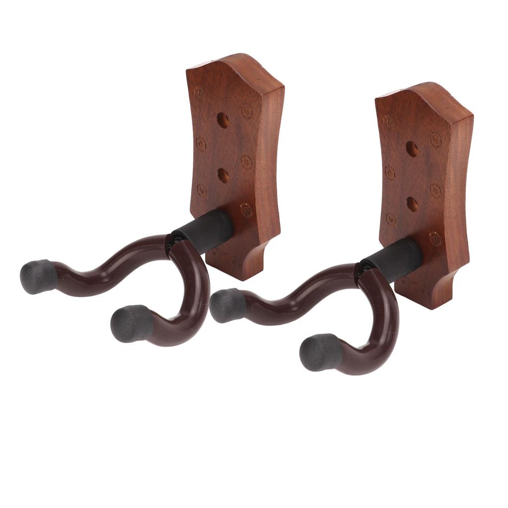 2pcs Guitar Wall Hanger Elegant Black Walnut Guitar Wall Mount for Mandolin Guitar Banjo Ukulele