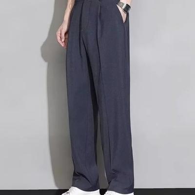 Καλοκαιρινό Ανδρικό Παντελόνι Κορεάτικου Στυλ Ελαφρύ&Λεπτό Πολυεστερικό Ελαστική Μέση Ημί-Φαρδύ Χαλαρό Παντελόνι με Πέσιμο Παντελόνι Κοστουμιού Ανδρικό Καθημερινό Παντελόνι