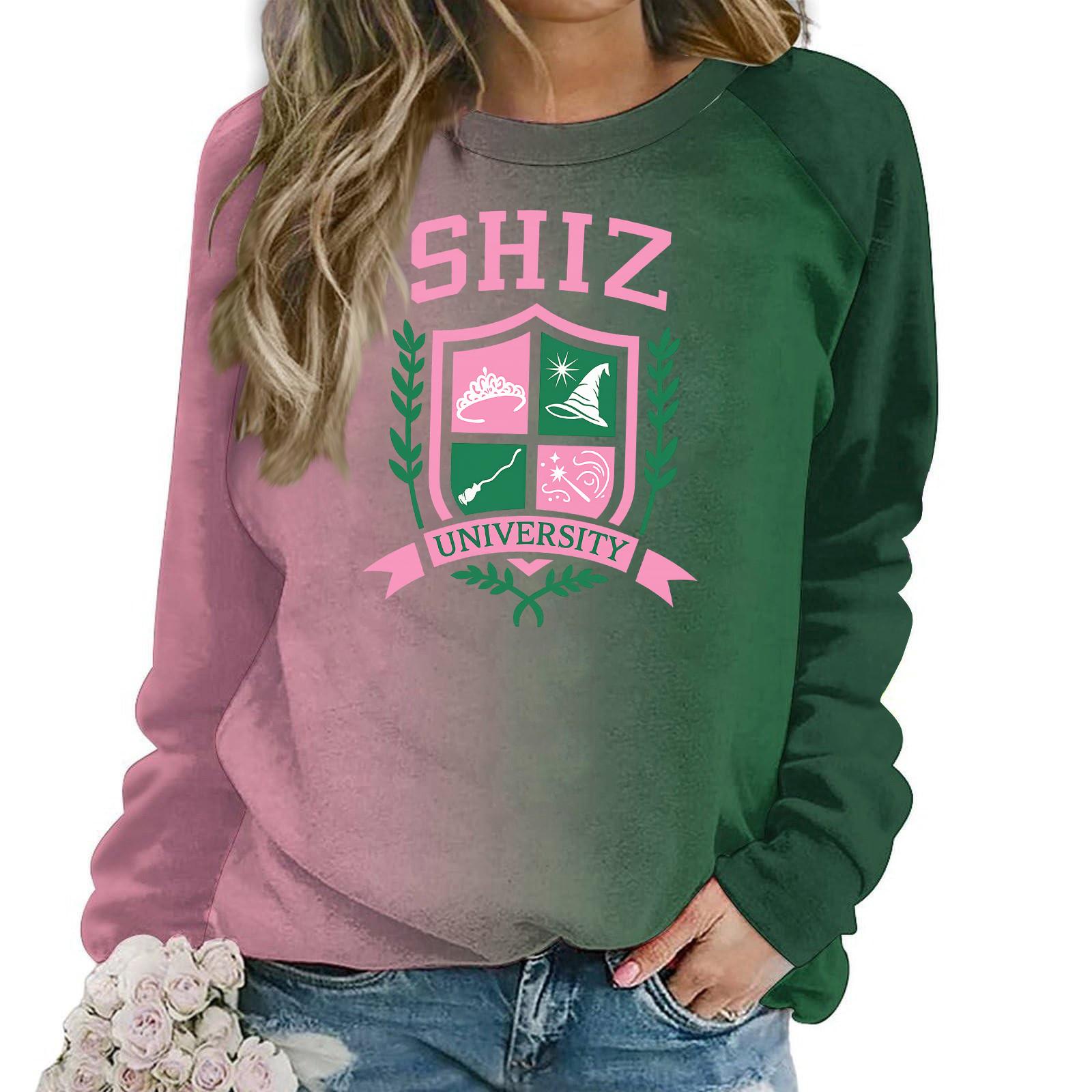 

Женский модный повседневный свитшот с длинным рукавом, свободного кроя, с принтом XXL