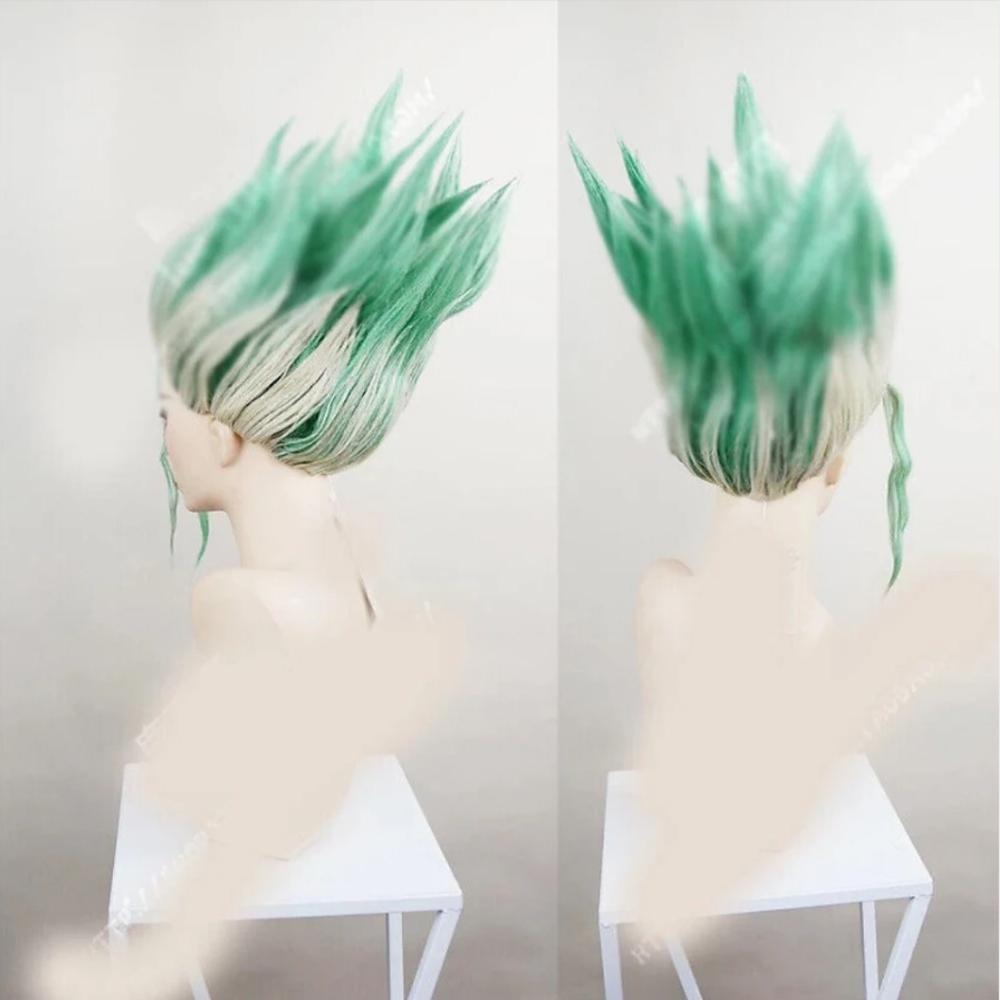 HAIRJOY Anime Dr.Stone Ishigami Senkuu Cosplay Wig Short Green Mix Synthetic  Hair