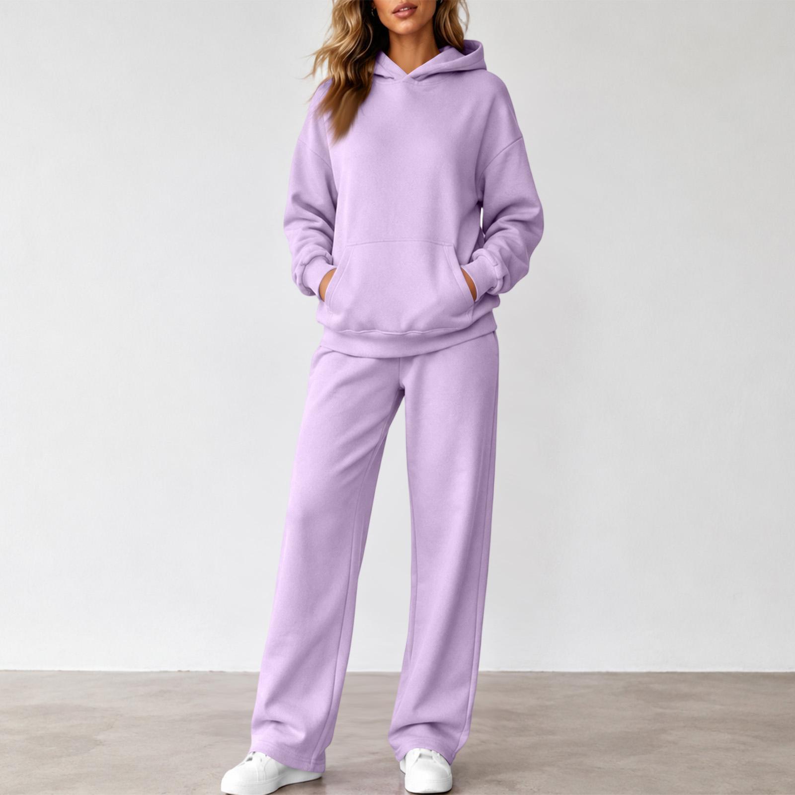 Lässiges Set für Damen mit gefüttertem Drop-Shoulder-Oberteil und Hose mit weitem Bein, Farbe S gray