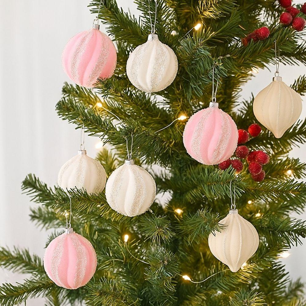 12pcs Irregular Christmas Spheres Pendant 6cm Christmas Tree Ornaments Xmas Velvet Balls  Kid Gift