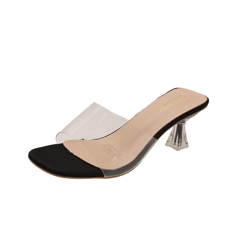 Summer Women Pumps Sandals PVC Jelly Slippers Open Toe High Heels Women Transparent Perspex Slippers Shoes Heel Clear Sandals