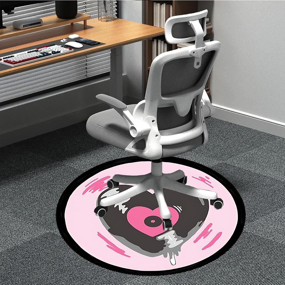 1pc Heartbeat Love Office Round Area Rug,  Mat Suitable For Office, Under Office Chairs Bedroom Living Room Home Decor, Room Deco