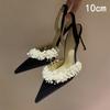 Fashion Summer 2025 New French Elegant Pointed-Toe Pearl Lady Stilettos Wedding Shoes And Banquet Shoes