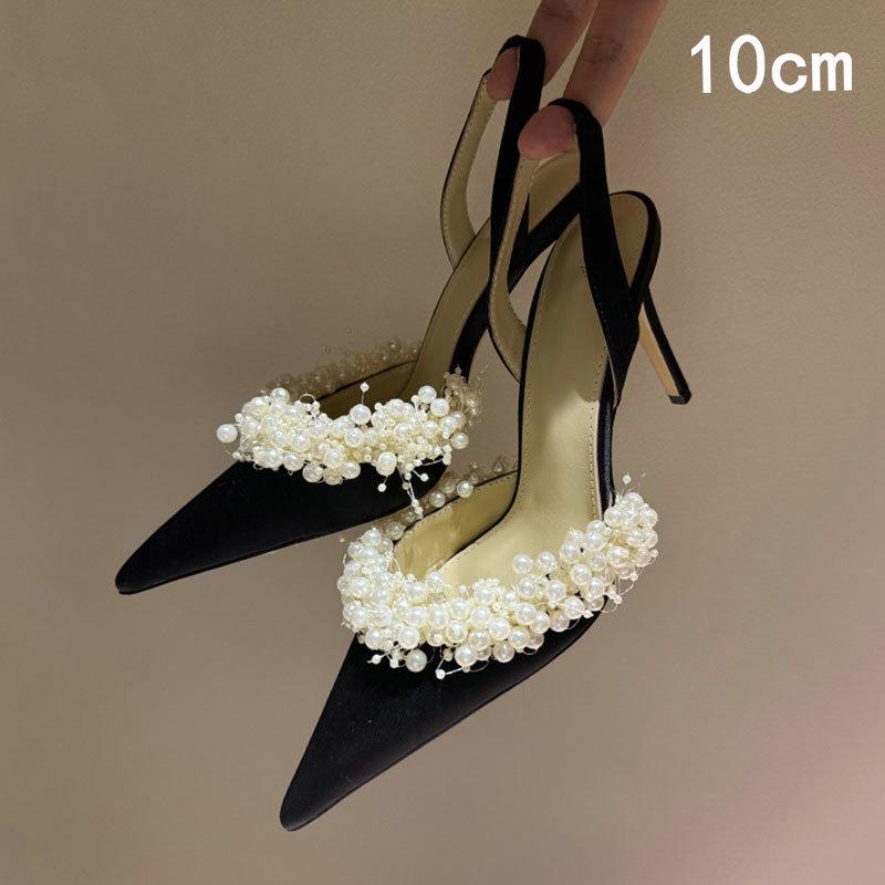 Fashion Summer 2025 New French Elegant Pointed-Toe Pearl Lady Stilettos Wedding Shoes And Banquet Shoes
