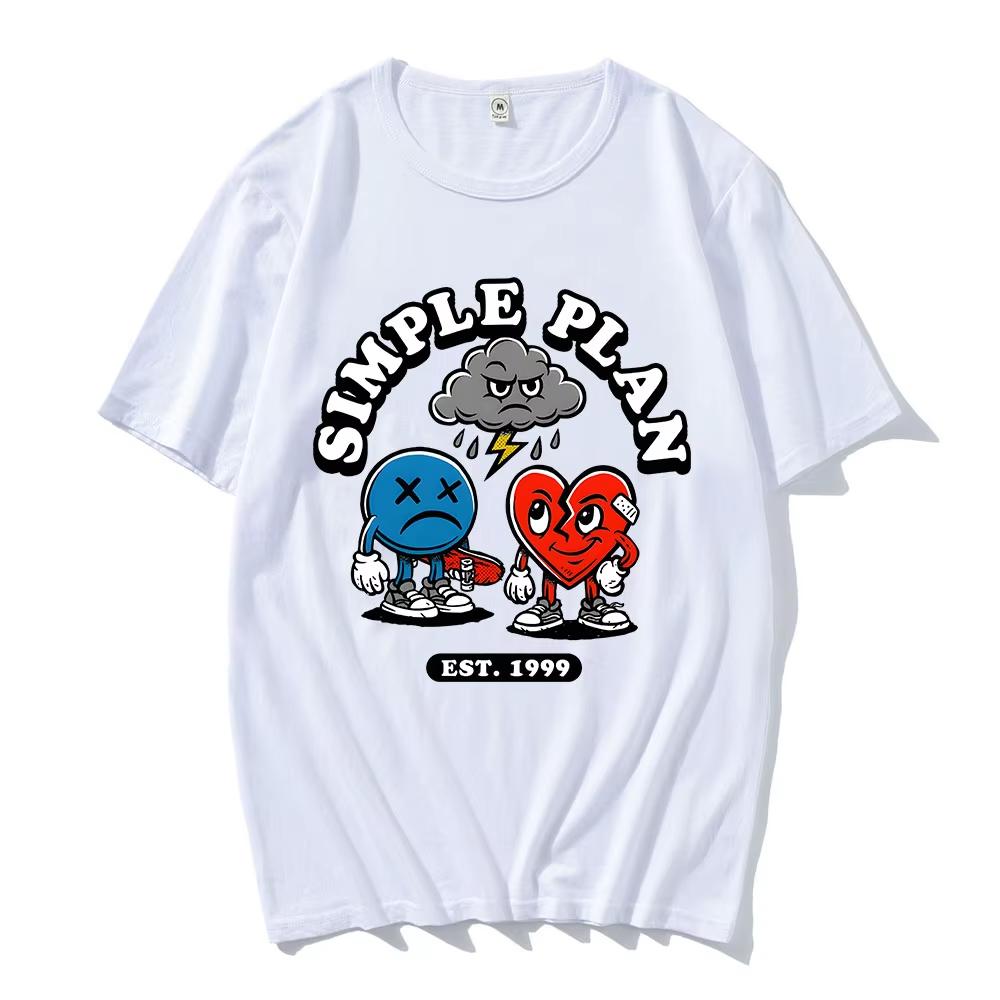3 ICON CHARAKTER T-SHIRT SIMPLE PLAN Band Design Druck T-Shirts Kurzarm Baumwolle Rundhals Damen T-Shirts Grafik Merch Sommer Locker